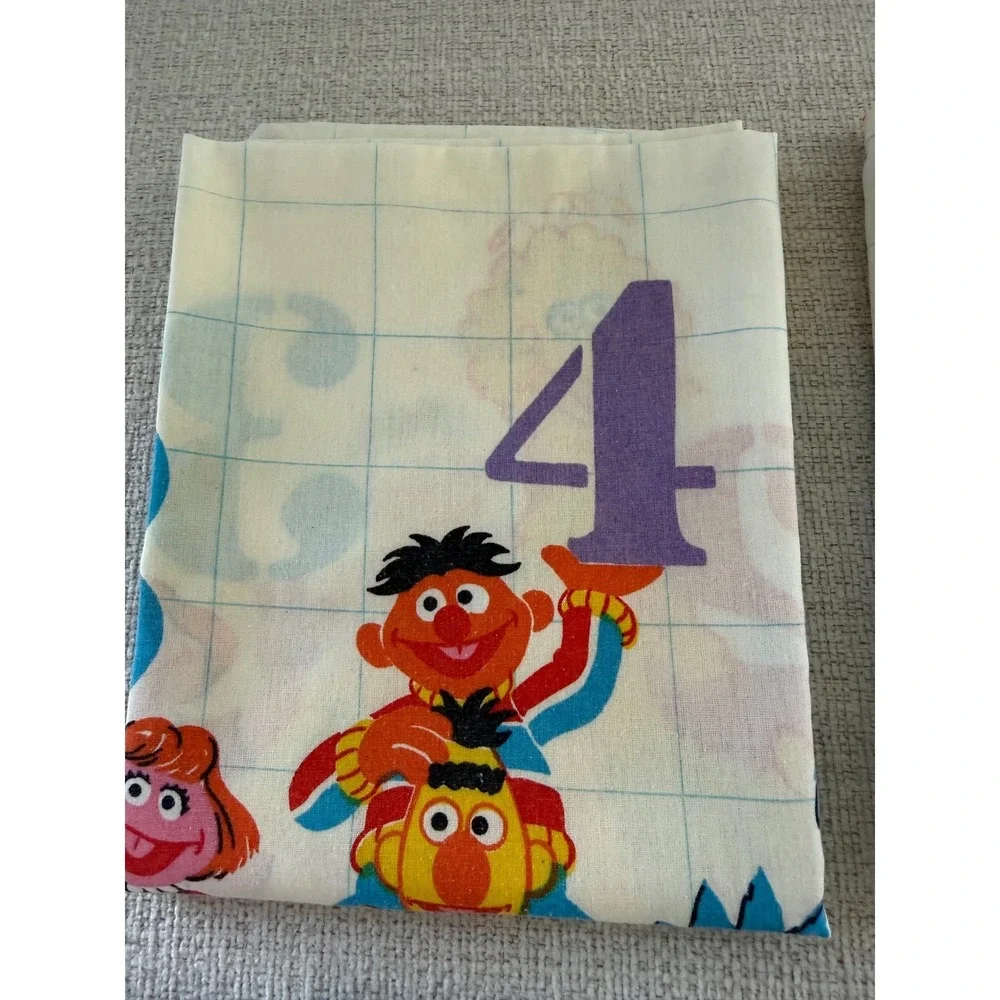 Sesame Street Vintage Stevens Full Size Bed Sheet Set 1980s TV Series Numbers